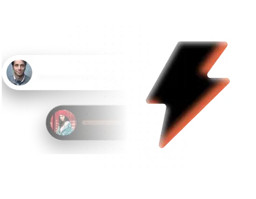 Chat interface with lightning bolt design.